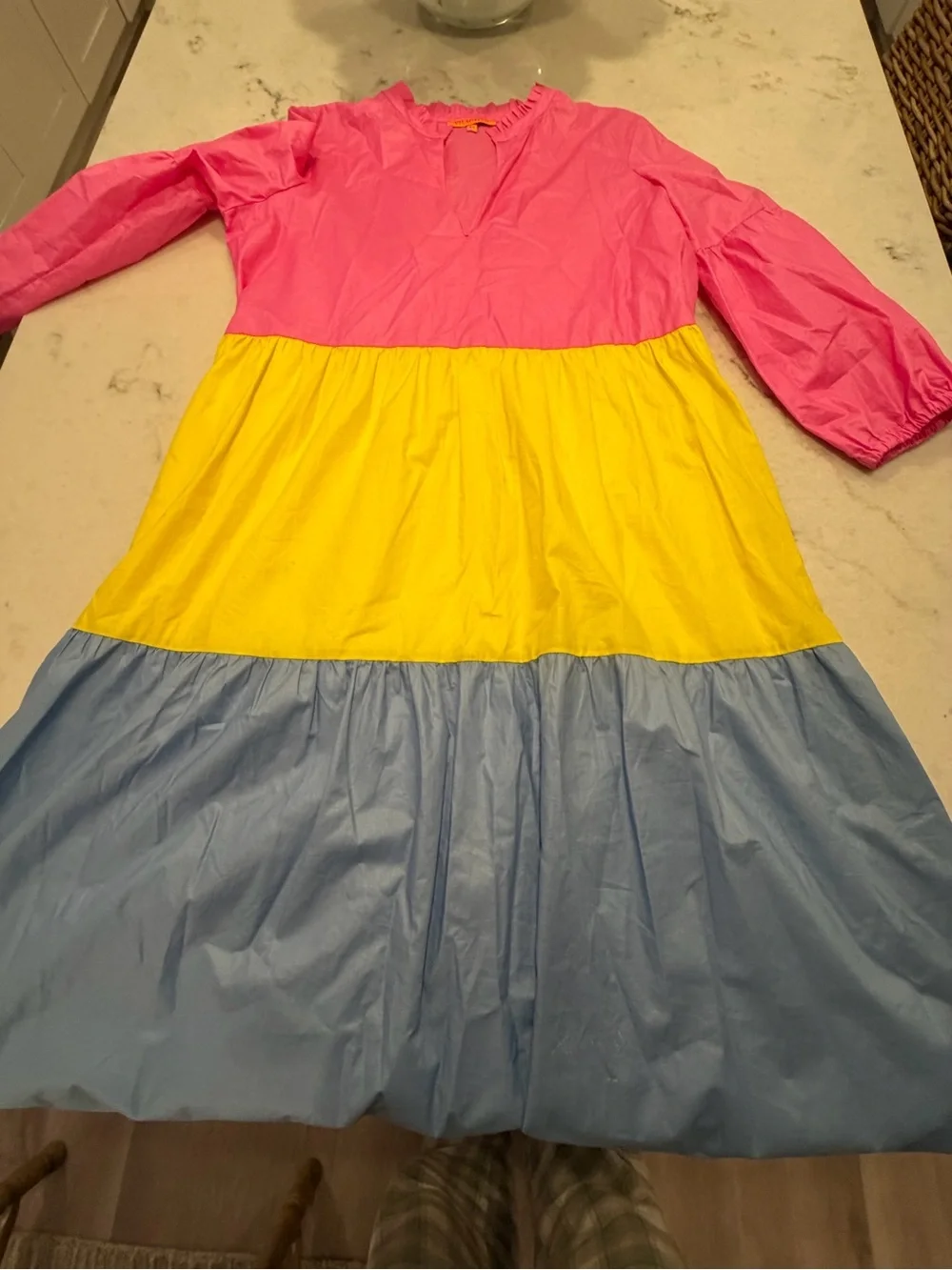 Vilagallo Tiered Maxi Dress - , Yellow, Pink & Blue!!! 4 - Picture 5 of 5